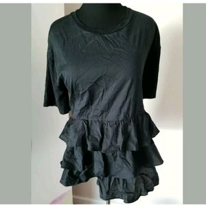 PLEIONE Anthropologie Boho Black Ruffle Tiered‎ Flo